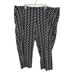 CROWN & IVY WOMAN Cropped Capri Pants DARK NAVY BLUE w WHITE ELEPHANTS size 22W